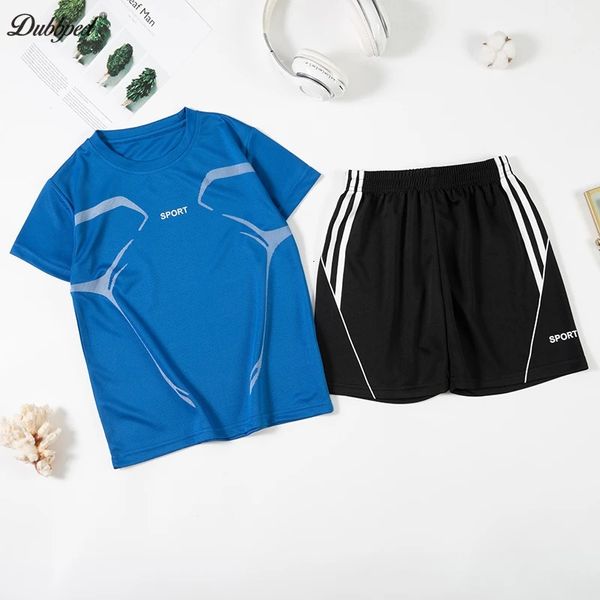 DupbBpped Kids Running Clothes sets Boys Football Jersey Sleeve Children Children Training Training Uniforms Soccer Jerseys Night Run 240509