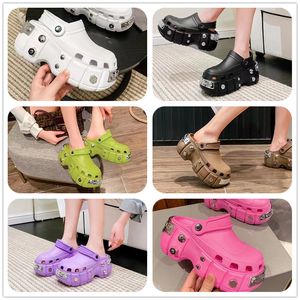 Baotou – sandales pantoufles en caoutchouc noir pour hommes et femmes, roses, noires, blanches, pour couples, gâteau à fond épais, ajouré, violet rehaussant