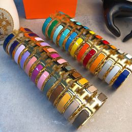 Brazalete esmaltado de 12mm de alta calidad estilo punk de joyería de marca dupe para mujer, pulseras con dijes, regalo de boda para fiesta