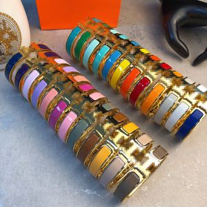 Dupe marque bijoux style punk top qualité 12mm émail manchette bracelet pour femmes bracelets porte-bonheur fête de mariage cadeau