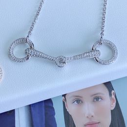 Dupe marque top qualité 925 en argent sterling diamant clip pendentif chaîne collier pour les femmes 45 cm