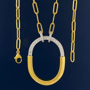 dupe merk topkwaliteit slothanger ketting met halve diamanten trendy sieraden voor dames