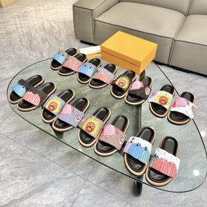 Ontwerpers Slippers Dames Heren Kalfsleer Sandalen ZWEMBAD KUSSEN COMFORT Sandaal Haak Loop Fastener Muilezels Slipper Rubberen Slides Lock Head Slipper