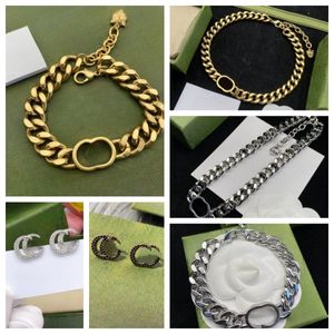 Lettres de Design de mode, nouveaux accessoires de mode, Bracelet, collier, boucles d'oreilles, ensemble de bijoux avec boîte