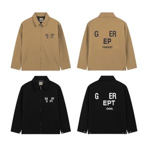 GZ GALIEPY DERT Carta de marca LOGO Impreso Entrenador Chaqueta Abrigo Moda Top Ropa Oversize Causual Jumper Streetwear Hombres Mujeres tela de algodón Negro Marrón S ~ XL