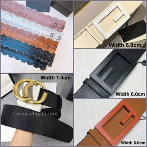 Cinturón ancho de moda de marca de primera calidad, ancho de 7,0 cm/6,0 cm, cinturones de mujer con caja de regalo