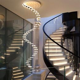 Lámparas colgantes largas de construcción dúplex lámpara led giratoria escalera barra nórdica lámpara Villa el personalidad creativa LLFA216a