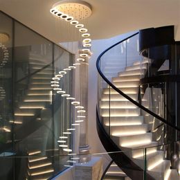Candeeiros pendentes de construção duplex longo candelabro led escada rotativa lâmpada de barra nórdica Villa el personalidade criativa LLFA273H
