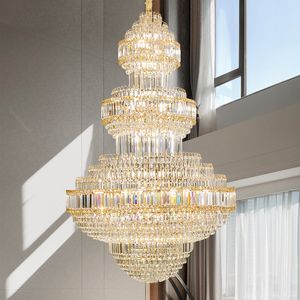 Lustre Duplex Simple moderne Villa grenier lampe en cristal lumière de luxe hôtel hall lampe Style européen LOFT lustre pendentif