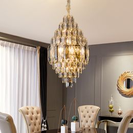Lustre de luxe en cristal pour Villa, salon, bâtiment central, projet d'hôtel creux, nouvelles lampes de luxe