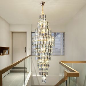 Duplex Loft Light Luxury Crystal Pendant Licht Postmoderne minimalistische Villa High Spiral Trap Kroonluchter Hanglichten