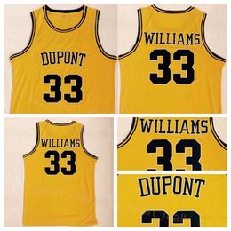 DuPont Jason Williams College Jerseys 33 Basketball High School Shirt All gestikte teamkleur Geel voor sportfans Ademend Pure Cotton University Uniform NCAA