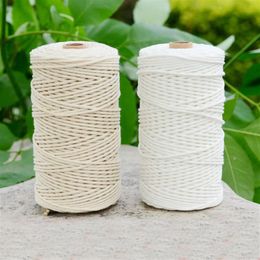 Durable 200 m Blanc Coton Cordon Naturel Beige ed Corde Corde Artisanat Macramé Chaîne DIY À La Main Décoratif pour La Maison 3mm305H