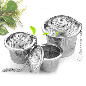 Duurzame 3 maten Zilver Herbruikbare 304 Roestvrije Thee Infusers Mesh Herbal Ball Tea Steeker Teaketklep Sluiten Filter Infuser