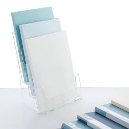 Support de brochure en acrylique en acrylique 3 niveaux A4 taille murale flyer libère de support document document de littérature stand stand propices à la maison