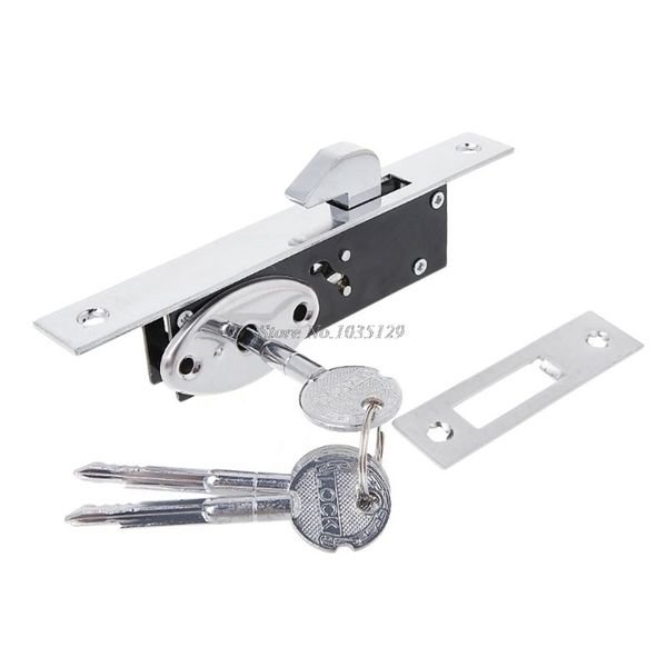 Cerradura de gancho de puerta corredera de aleación de aluminio duradera Cerraduras de perno de llave en forma de cruz para puerta de vidrio enmarcada Dropship 201013