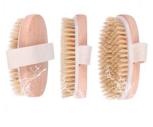 Brosse à poils de sanglier durable brosses arrière écologiques en bambou enlever la peau morte corps douche bain spa massage avec rivet sans poignée