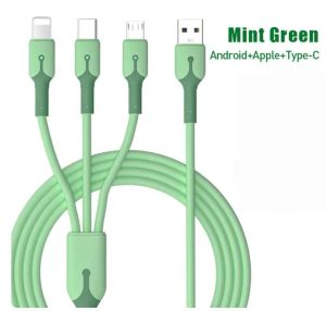 Durable Carga rápida Cinta de silicona líquida flexible Cable de datos Lampt Caucho Micro Android iphone tipo c Cables de cargador de teléfono móvil LL