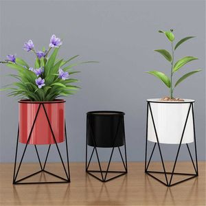 Duurzame geometrische metalen bloempotstand Stand binnen Tuin Plant Holder Display Planter IJzeren Bloemstand Tuinbenodigdheden S L 210612838