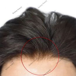 Duurzame haarpartijen voor mensenhaarden Dunne huid PU Vervangingssysteem Human Hair Men Toupees Natuurlijke haarlijn Bruin Zwart Microskin -eenheid