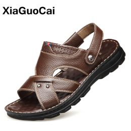 Durable Leather Sandals Beach Summer Platform Shoes Breathable Leisure Fashion Men's Footwear S 230720 601 F2776