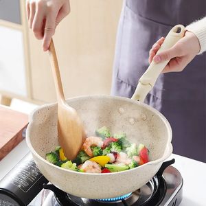 Duurzame Maifan Stone antiaanbaklaag Depick Pan Home Biefstuk Pannenkoek Kookpotten Koeketen SAPPAN KEUKEN Kookgerei Gereedschap Wok Pan 240420