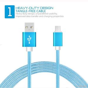 Duurzame Micro USB-kabels Hoge snelheid lange levensduur Nylon gevlochten kabel opladen Type C Synchronisatiegegevens 3ft geweven koorden