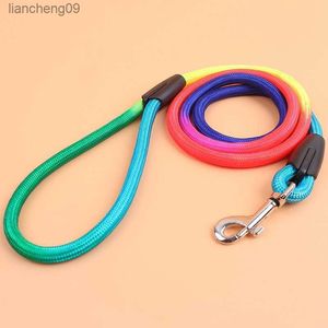 Duurzaam Nylon Regenboog 1.2M Hond Aangelijnd Walking Training Leash Katten Honden Harnas Kraag Riemen Riem Riem Touw L230620