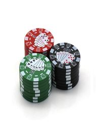 Broyeurs de jetons de poker durables broyeurs d'herbes circulaires à quatre niveaux outils de broyeur de fumée en plastique 4126mm noir vert rouge couleur 5 5387293