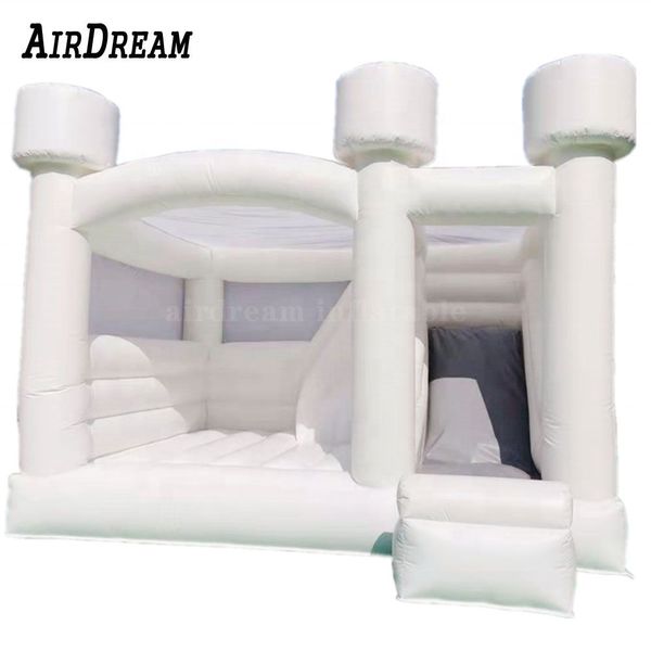 PVC Durable Castle de rebond blanc gonflable PVC avec glissade combo saut de tente de tente gonflable château gonflable inclus le souffleur d'air pour extérieur fun001