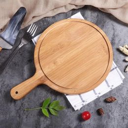 Tabla para servir Pizza redonda de madera duradera, bandeja para cortar cáscara, utensilios de cocina de 4 tamaños, accesorios prácticos de herramientas de cocina
