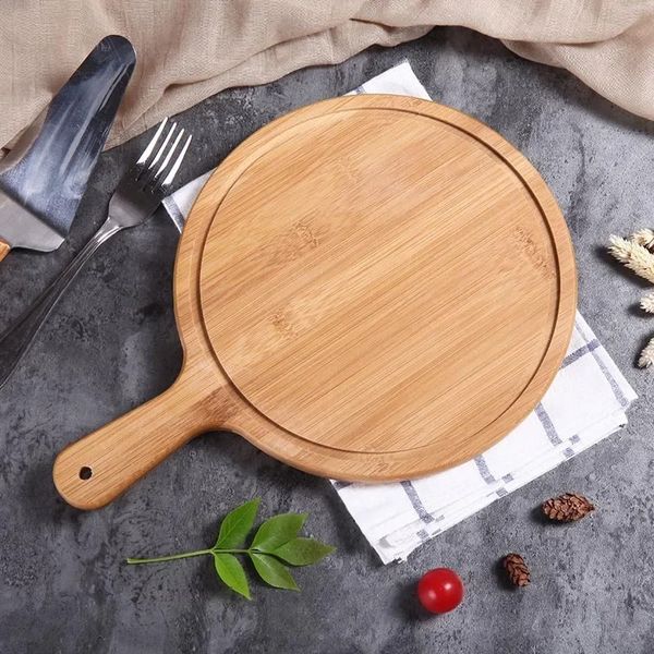 Planche de service ronde à Pizza en bois Durable, plateau de coupe à peler, 4 tailles, ustensiles de cuisine, outils de cuisine pratiques, accessoires