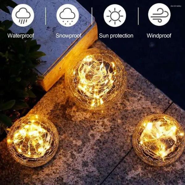 Juego de globo de luz solar duradera para lámparas de bolas de vidrio agrietadas de jardín al aire libre con característica de carga automática