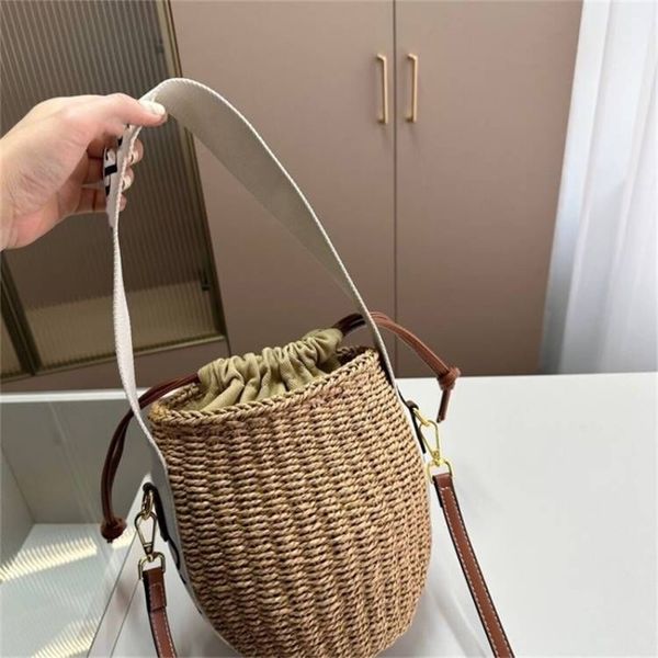 Sac de paille durable tissé boisé à la main sacs de paille pour les femmes shopping été plage famale attrayant nature cuir cordon designer sac à main XB015 E23