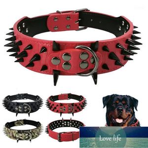 Duurzame Dikke Spiked Dog Collar Lederen Stijlvolle Zachte Klinknagels Pet Collar Metalen Gesp Past Medium Large Dogs1 Factory Prijs Expert Design Quality Nieuwste Stijl