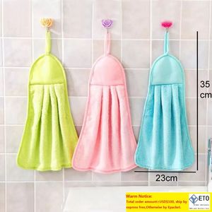 Duurzame slijtvaste schone vodden keukengereedschap hangable 3 kleuren zacht handige hand handdoek vaste kleuren absorberende handdoeken