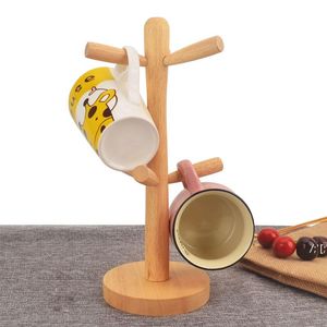 Portavasos de madera duradera Estante de almacenamiento de cocina Gancho colgante Portavasos Estante para tazas Herramienta de cocina de alta calidad RRA12353