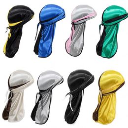 Durag Dubbele Kleur Hoofdband Piraat Hoed Bandana's voor Mannen en Dames Silky Durags Headwraps Hip Hop Haaraccessoires Hoofd Wraps