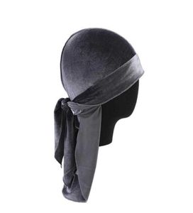 Durag Velutum Pirate Hair Bonnet met lange staart Hip Hop Velvet Hats Skull Cycling Cap voor volwassen heren vrouwen Solid Color Chemo Hat5470290