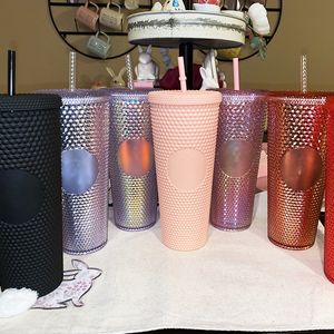 Durian Cup Diamond Radiant Goddess Straw Cup Coffee Cup Summer Holiday Cold Tumbler Black Home Dining Bar Product