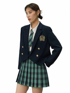 Dushu British College Style Femmes Costume Veste Automne 2022 Nouveau design Doux Âge-Réduisant Côtes courtes Femme Out Wear Blazer m7KP #