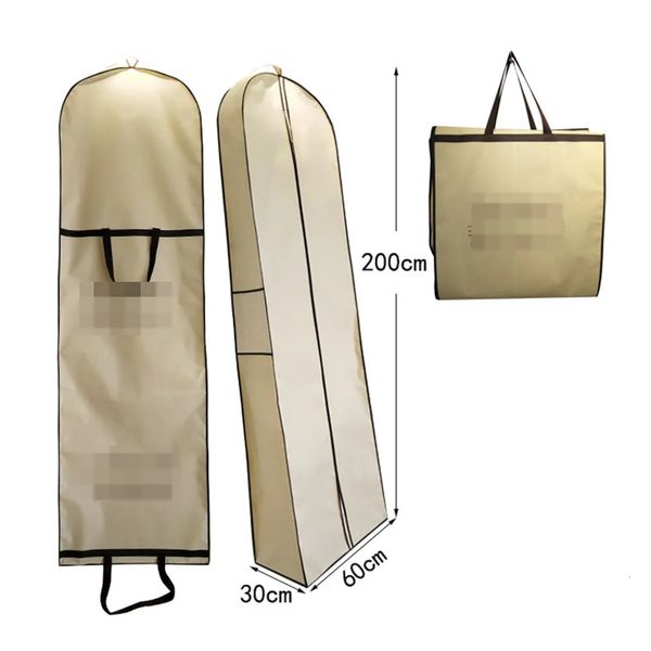 Dust Cover 200CM grande taille robe de mariée cache-poussière fermeture éclair robe de mariée gonflée robe de bal couverture anti-poussière grand sac de rangement pliable 2M 231007