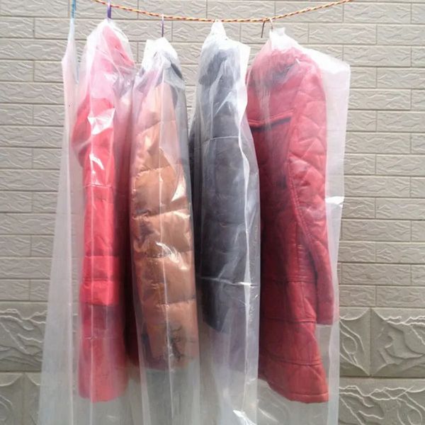 Cubierta de polvo 30pcs ropa colgante transparente ropa de cubierta de polvo de la cubierta de almacenamiento a prueba de polvo armario cubierta de plástico revestimiento traje protector 231007