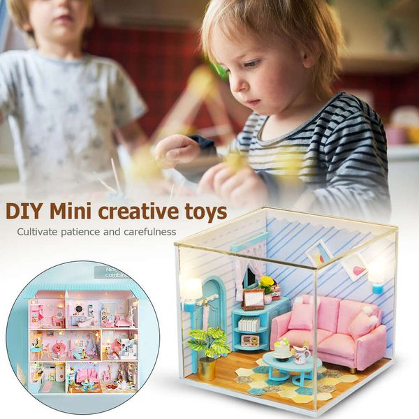 Dust Cover Designs Miniature Dollhouse Hut Hut 3d Wooden Doll House Manual Assembing Toys Toys For Kids Children BF4FC