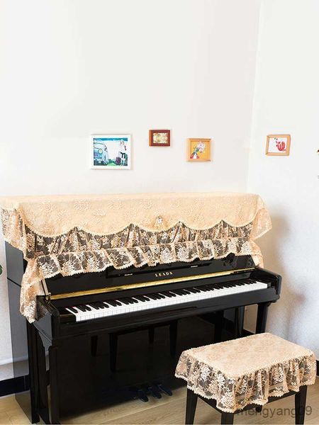 Cubierta antipolvo Cubierta de piano a prueba de polvo de encaje de estilo coreano Cubierta de media cubierta para teclado de piano Cubierta de toalla a prueba de polvo de tela para banco de piano R230803
