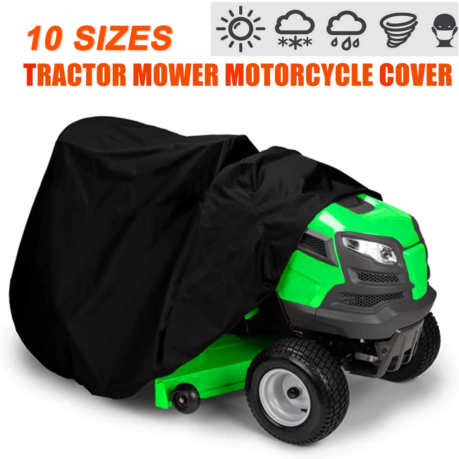 Dammtäcke Lawn Mower Cover Waterproof Snowblower Cover Shade UV Protection Tractor Covers For Yard Garden Furniture Motorcykel Quad Bikes 231007