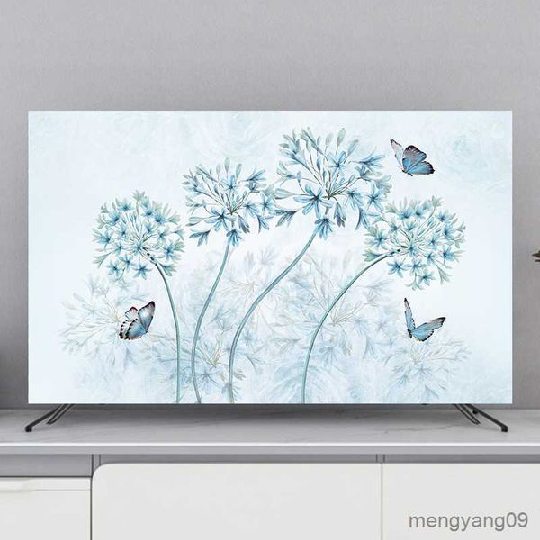 Housse anti-poussière nouvelle simplicité moderne TV capot anti-poussière maison ensemble anti-poussière tissu décoration fleurs élastique R230803