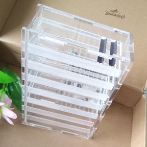 Tuiles de cils en acrylique sans poussière Box storge Cils individuels Extension Boîtes de support de cils de conteneur de palette avec support en cristal d'herbe