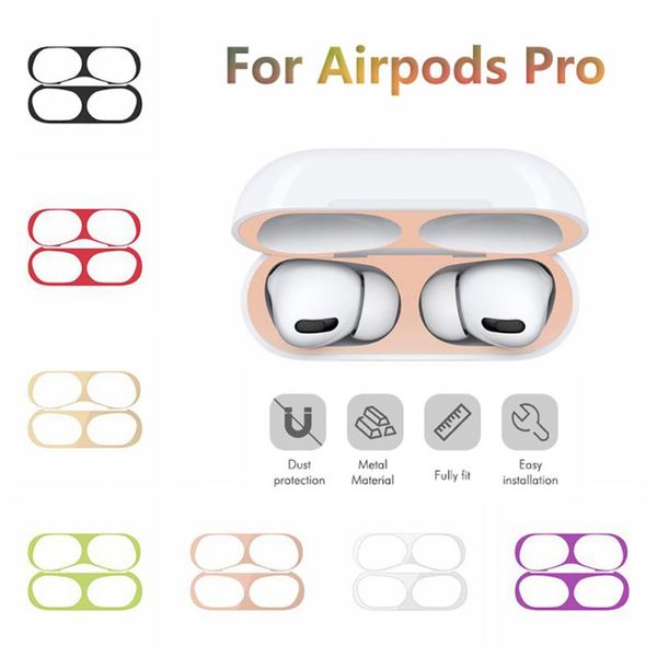 Accesorios para auriculares Dust Guard Etiqueta protectora Metal 18K Película chapada en oro para AirPods Pro Protector a prueba de polvo Airpods3 DHL FEDEX EMS ENVÍO GRATIS