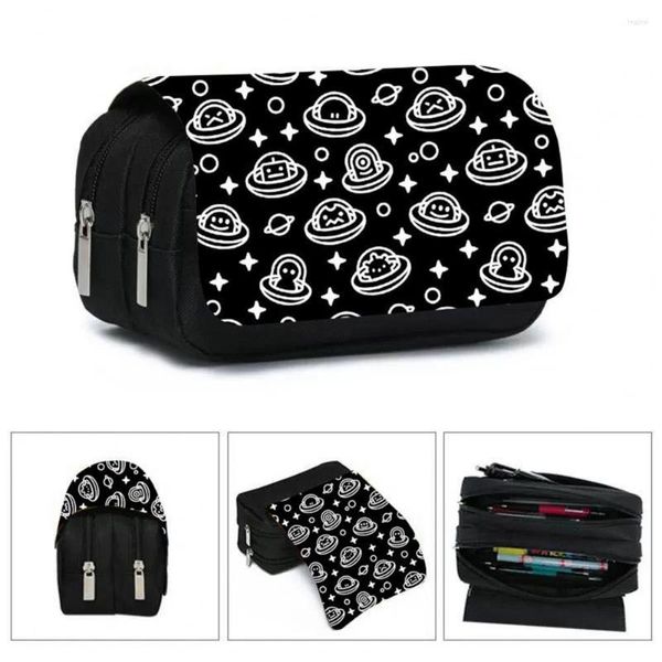 Étanche à la poussière Lisse Zipper Cartoon Flip Starry Sky Astronaut Pen Bag School